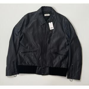 Coach Men's Leather Biker Moto Jacket Navy Size 54/XL NWT $1300